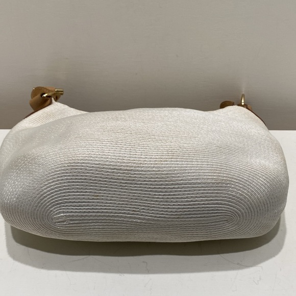 ERIC JAVITS Cream Woven/ Brown Leather Shoulder Bag - Picture 8 of 10